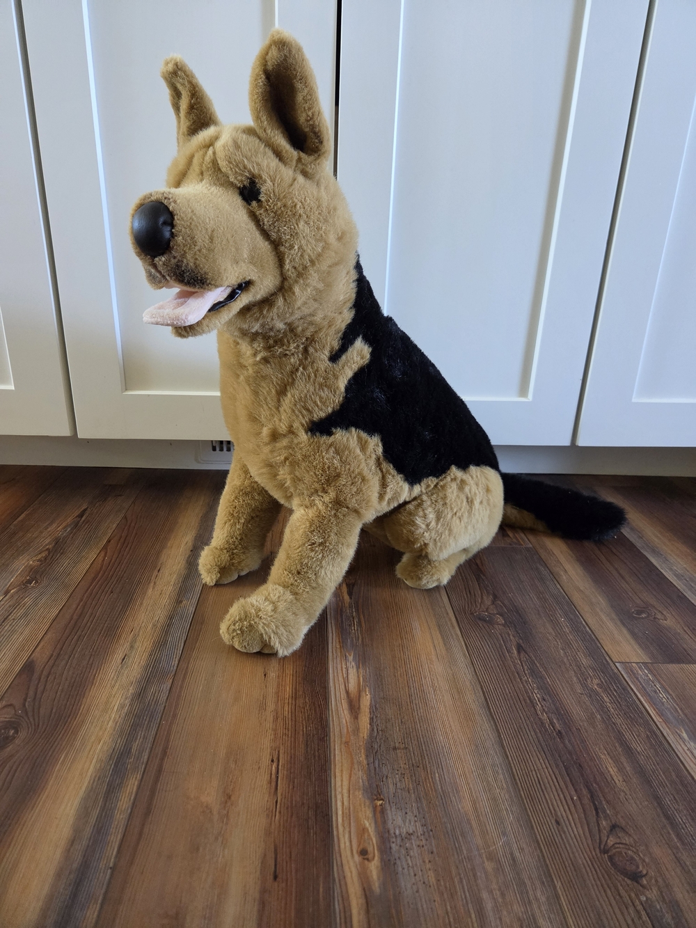 Lifelike Plush German Shepherd Dog Toy - Brown & Black